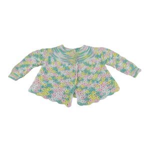 Handmade Baby Crochet Cardigan Sweater Pastel Colors Button Closure Heritage